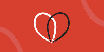 Illustration of a heart made from two brush strokes