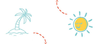 Desert island and sun illustration