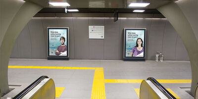 Pre-Engagement Campaign Elements at end of escalators