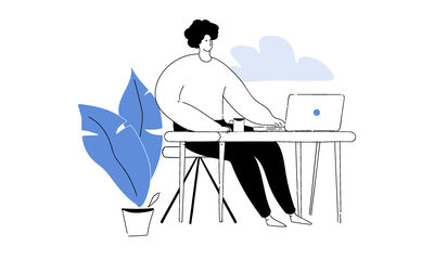 Ilustration Working at Desk