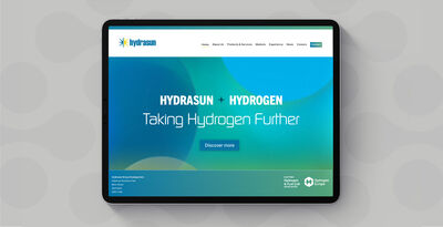 Custom built Hydrasun website shown on tablet device