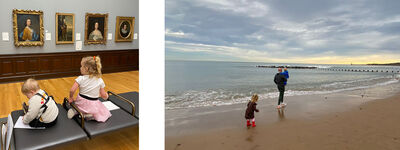 Suzanne's kids at the Aberdeen Art Gallery and at the Beach Boulevard